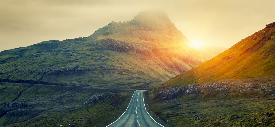 A long straight Country Road, Faroe Islands