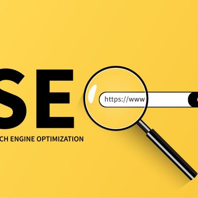 WebSEO Search engine optimization concept with magnifying glass vector